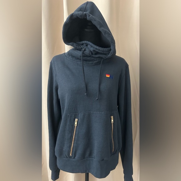 Aviator Nation Ninja Long Sleeve Pullover Hoodie Sweatshirt Navy Blue Small - Picture 2 of 7